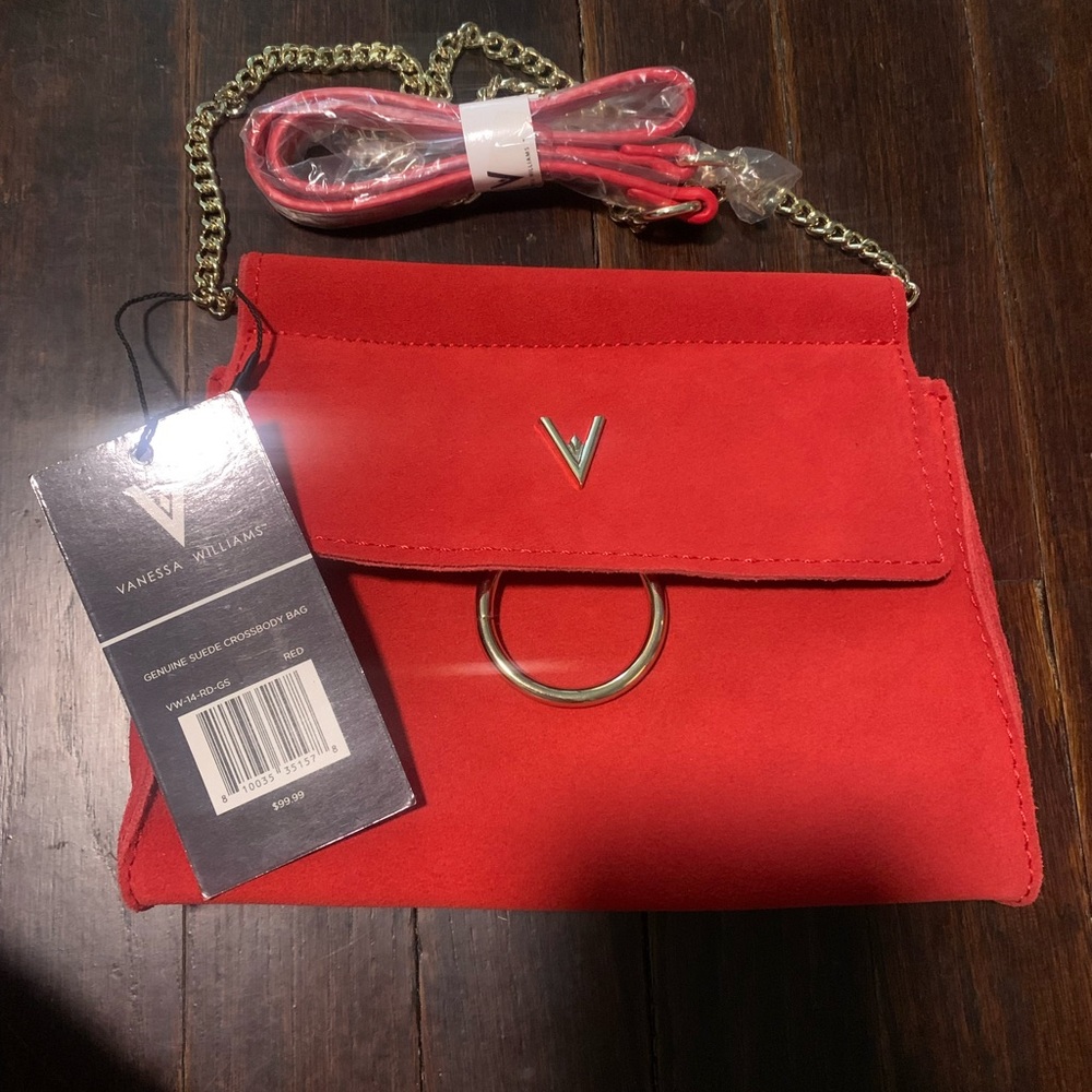 NWT- VANESSA WILLIAMS- red suede crossbody
